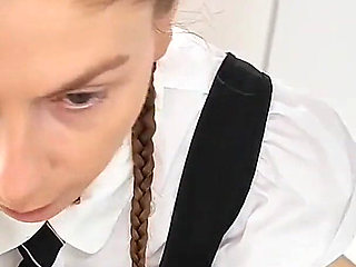 Godess MILF in College Uniform Showering and Masturbates