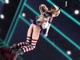 Foxy 3D Superwoman bounces up and down on a cock