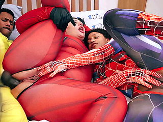 Deadpool, Wolverine, and Spider-Woman in Intense Anal Action