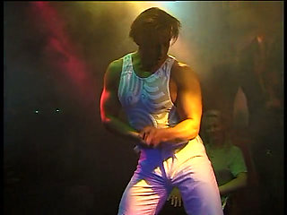 Girl getting wet from his dancing