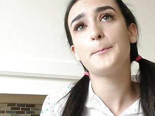 Stepdaughter begs dad to stroke his cock