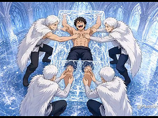 Frozen Into The Ice Palace Wall, Frost Princes Tickle His Armpits And Soles (2D Anime)