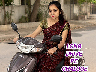 Indian desi girl driving scooty with Saree and enjoy hardcor swx
