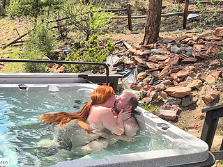 Multiple Underwater Creampies Oral & Pussy - Outdoor Hot Tub Sex with Curvy Redhead Wife Amateur