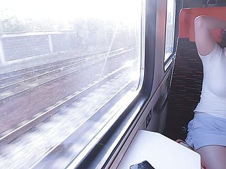 Very risky sex on a train With a beautiful woman Dada Deville, real amateur couple, milf, blowjob.