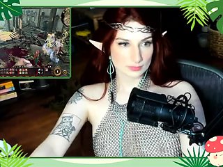 Amateur redhead Jacqueline with glasses masturbates
