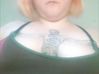 Amputee Playing with Her Huge Tits - Slow Motion