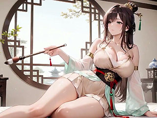 Ai-ancient Green Silk & Lazy Poses! Teasing Thigh Rubs in the Sun, Intimate Vibes and a Slow-glow Fantasy You Won't Oppose.