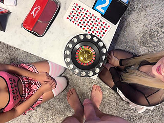 Two Girls One Guy Many Presents and a Mini Roulette Game with CFNM Handjob Challenge