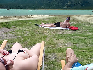 Follower Masturbates on the Beach in Front of My Husband