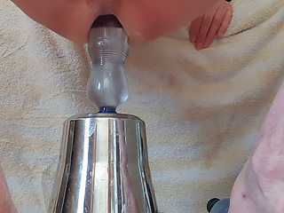 Full plastic bottle anal insertion video with cum,