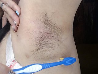 Hairy Armpits Closeup Oiled Combed