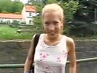 Blonde Outdoors Flashing Her Pussy In Public Square