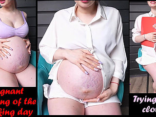 Pregnant Morning of the Working Day. 9 Month Pregnant