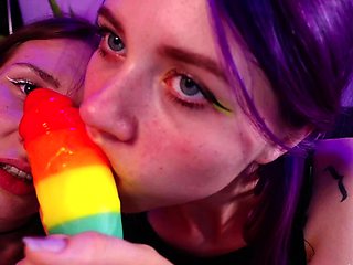 Teen busty lesbians toying snatches