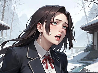 Frozen Milk Flood Schoolgirl's Snowy Squirting Orgasm