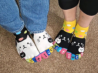 Having fun with 5 finger toes socks