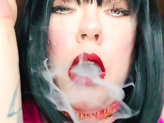 Pink PVC & A New Collar! BBW Tina Snua Smokes A Winston Cork 10 Cigarette - Smoking Smoker Shiny