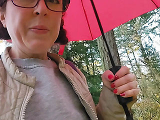 Desperate Nerdy MILF with Glasses Peeing Outdoors - Big Ass Amateur Pissing in Two Toilets Solo