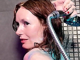 Slow Motion Shower Worship, Nude Cinematic Wet Goddess Body, Sensual Water Play, Glistening Close-up