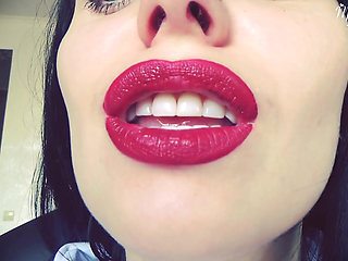 Smoke from dark red big lips