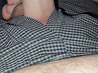 Stepmom leg hits stepson dick without mercy