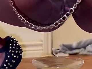 Sqauting Pissing in a Glass Swallowing My Piss Pouring It All Over My Big Boobs