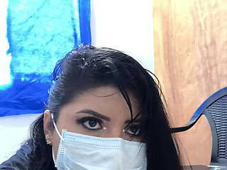 Busty secretary makes a porn video from the office basement