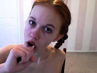 Cute Teen Dolly Little Brushing Her Teeth
