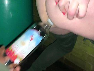 Naughty teen asked him to fuck her with a bottle right on the street POV