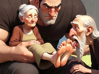 Cuckold Husband Licks Wife's Feet While She Sits on Her Lover's Lap - Hotwife Foot Worship