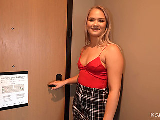 Blonde teen stripper follows me back to my hotel room