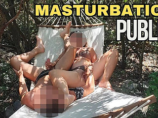 Teacher Miss Creamy Squirts & Gets Fingered in Public Park - Outdoor Handjob & Cumshot on Hammock