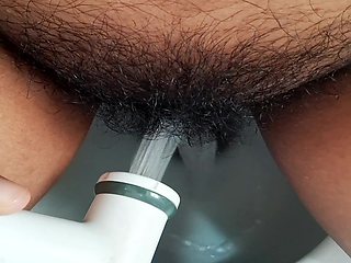 Pissing In Bathroom And Hardly Squirting Orgasm Then Moaning