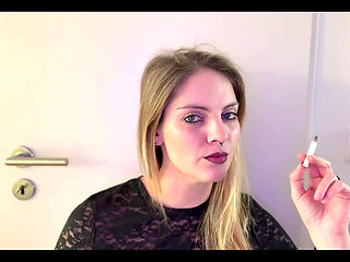 Close up Smoking in Black Lace