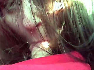 MILF plays with cock in the car