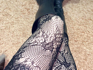 Playing with My Legs in Sexy Stocking and Boots