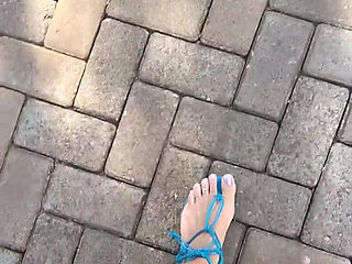 Good Morning with My Sexy Legs and Blue Sandals