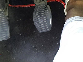 Pedal Pumping and Driving in Highway in Soft Worn Out Flats and Nylon Socks