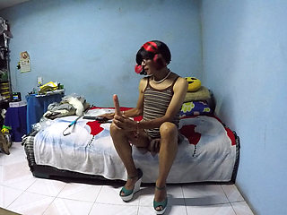 Joselynne Crossdresser With Buttplug And High Heels Suck Dildo Third Part