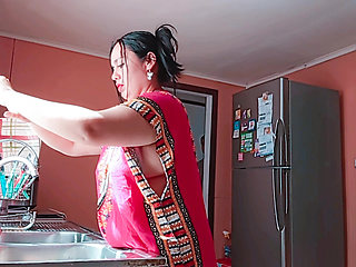 Indian stepmother gets fucked hard in the kitchen - rough sex