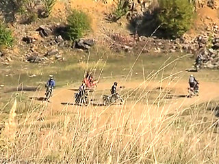 Innocent sweet teen slammed by an old hunter in the countryside