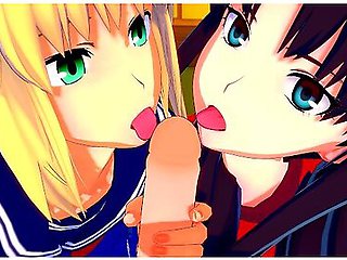 Fate/stay Night: Fucking Rin And Saber At The Same Time (3d Hentai Uncensored)
