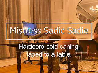 Cold Caning and Some Cute CBT Tied to a Table