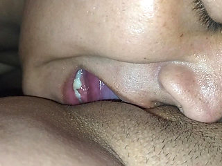 my cuckold show me his beautiful eyes while cleaning up my pussy from fucking with other men