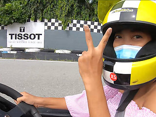 Thai teenage amateurs GF go karting and sex