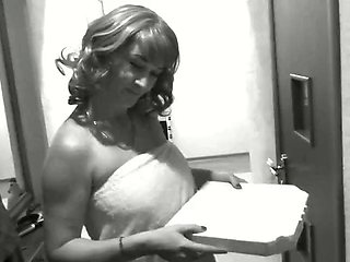 Pizza delivery guy brought pizza His met by naked owner sexy blonde MILF without panties and bra. Shower. Ass mature Tits Pussy