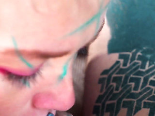 Tattooed Hippie Anal Fuck Herself with Dildo with Big Dick