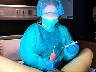 The Doctor Took the Patient's Semen Sample in Hospital. Post Orgasm