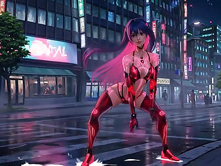 Sensual Cyberpunk Girl in Punk Style - Multiple Hot Scenes